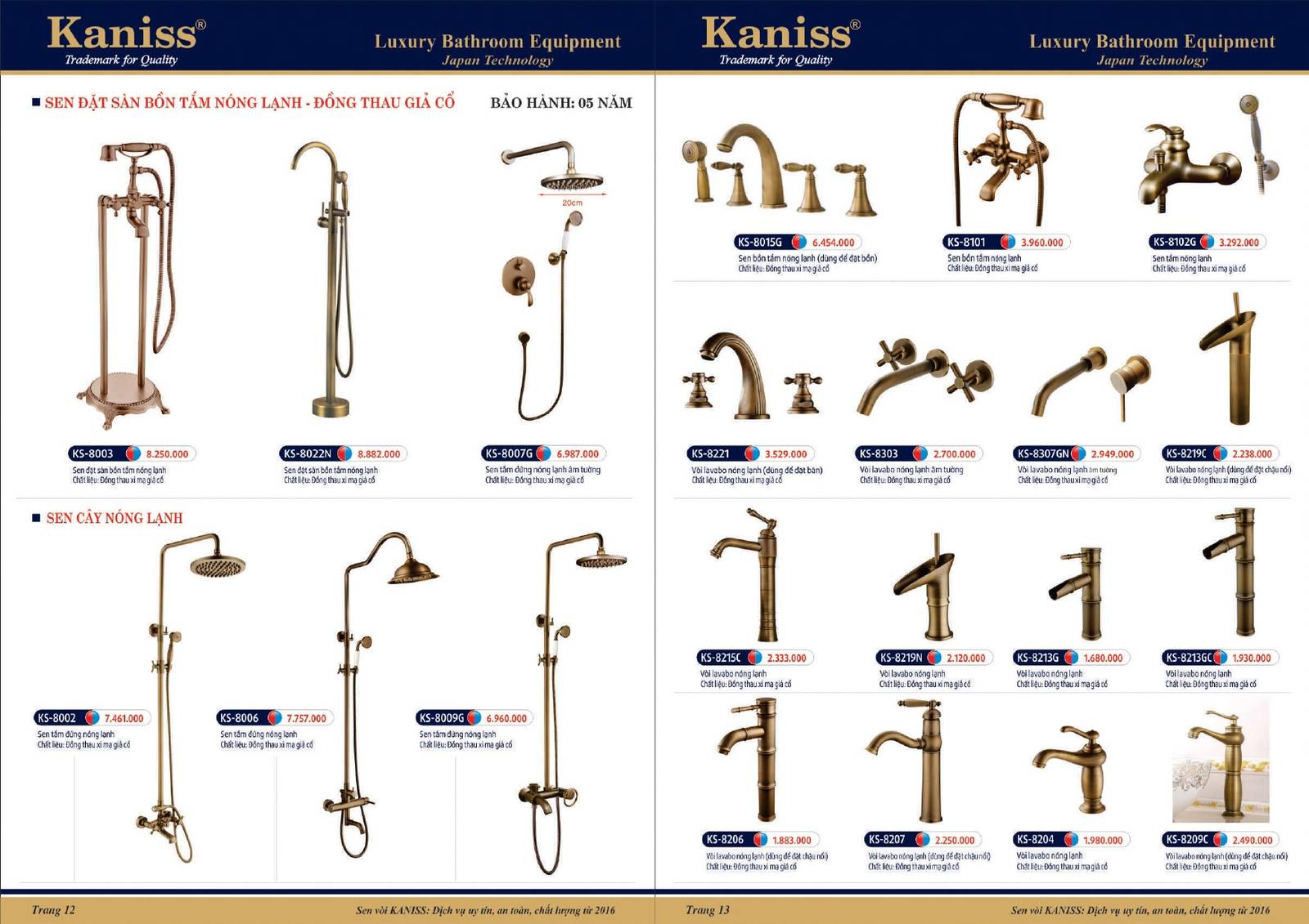 Catalogue và Bảng giá Thiết bị vệ sinh KANISS mới nhất /Page 7